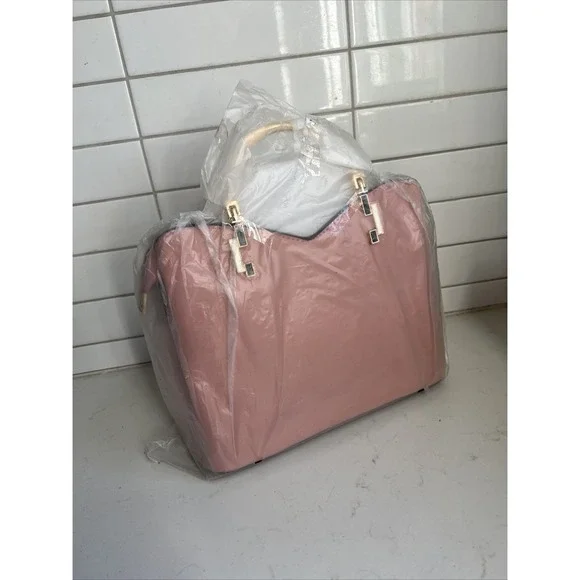 ZZMY Colorblock Handbag Handle Crossbody Bag Gold Hardware purse Blue Pink - Picture 4 of 7